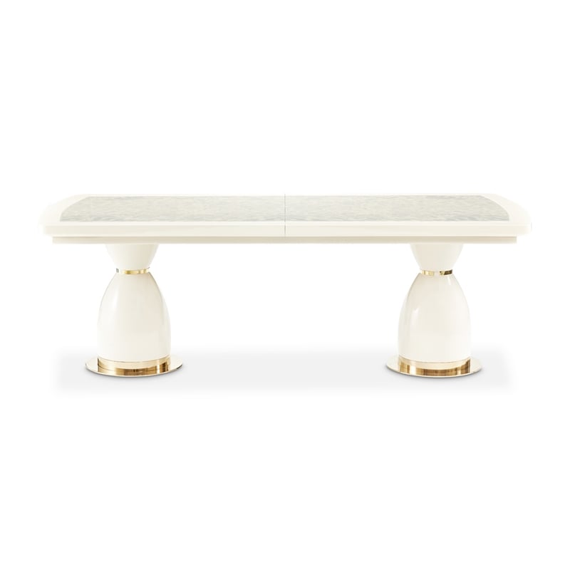 Lisbon Double Pedestal Dining Table - Silken Matte Cream