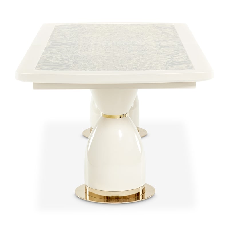 Lisbon Double Pedestal Dining Table - Silken Matte Cream