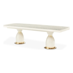 Lisbon Double Pedestal Dining Table - Silken Matte Cream