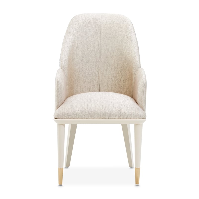 Lisbon Chenille Dining Arm Chair - Silken Matte Cream