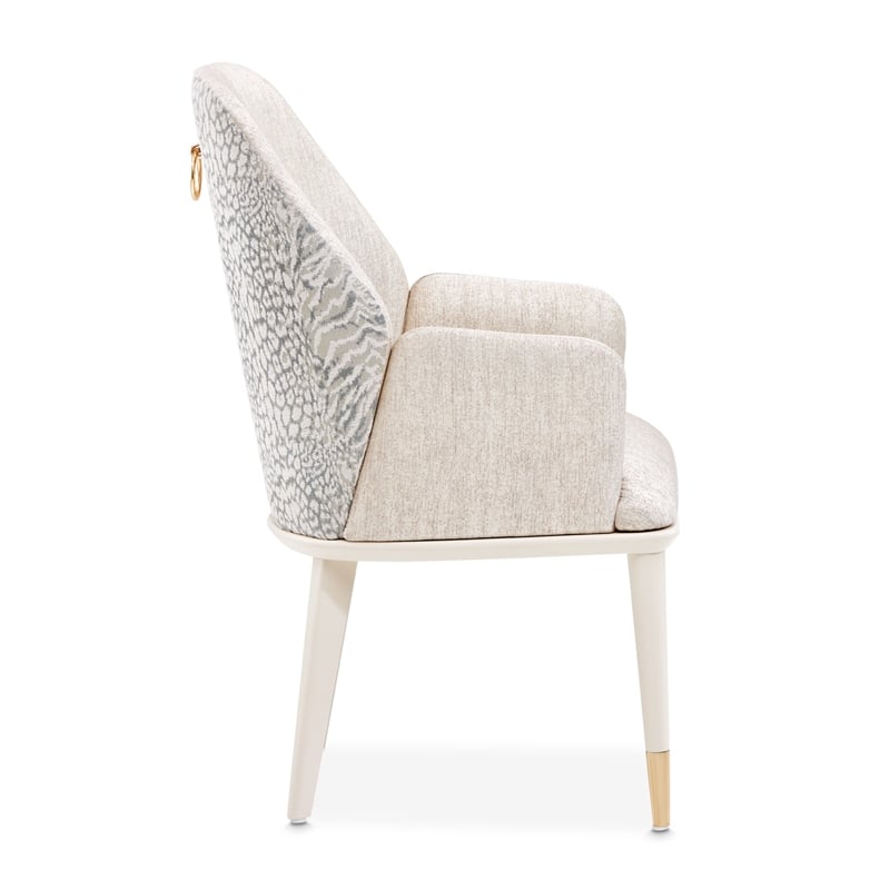 Lisbon Chenille Dining Arm Chair - Silken Matte Cream