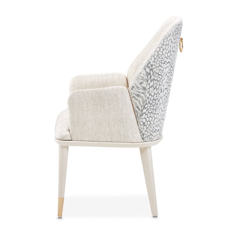 Lisbon Chenille Dining Arm Chair - Silken Matte Cream