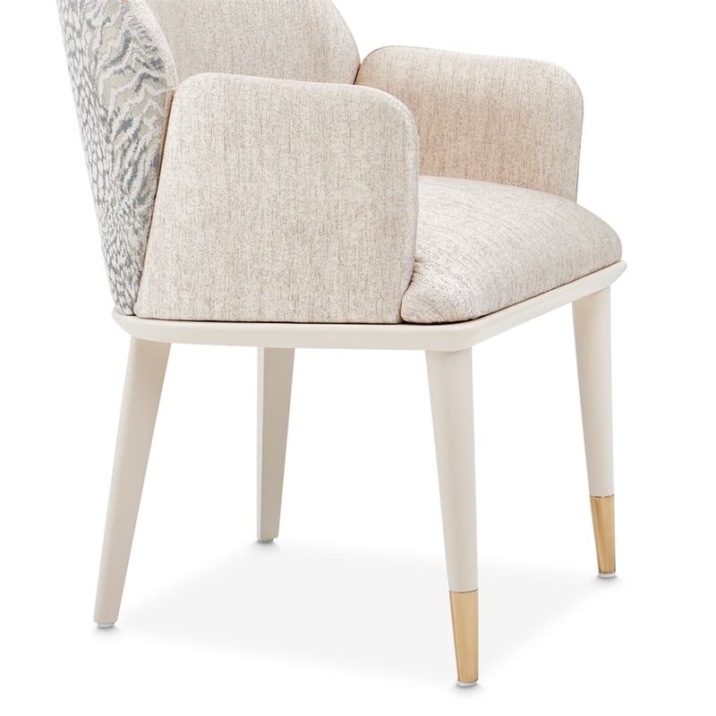 Lisbon Chenille Dining Arm Chair - Silken Matte Cream