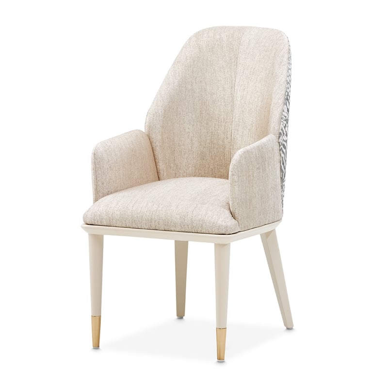 Lisbon Chenille Dining Arm Chair - Silken Matte Cream