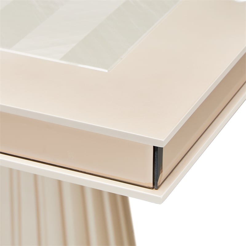 Carmela Double Pedestal Dining Table - Shimmering Ivory
