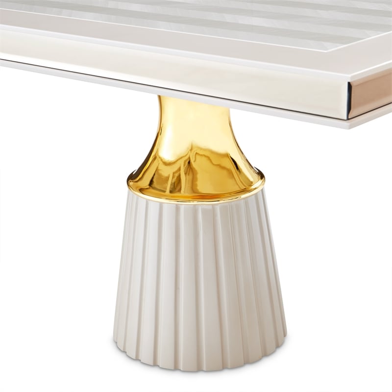 Carmela Double Pedestal Dining Table - Shimmering Ivory