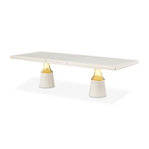 Carmela Double Pedestal Dining Table - Shimmering Ivory