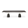 Carmela Double Pedestal Dining Table - Glossy Charcoal Sand