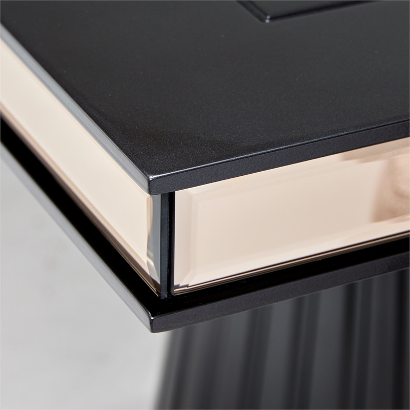 Carmela Double Pedestal Dining Table - Glossy Charcoal Sand