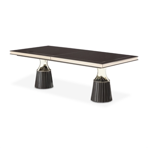 Carmela Double Pedestal Dining Table - Glossy Charcoal Sand