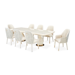 Lisbon 9-Piece Dining Room Set - Silken Matte Cream