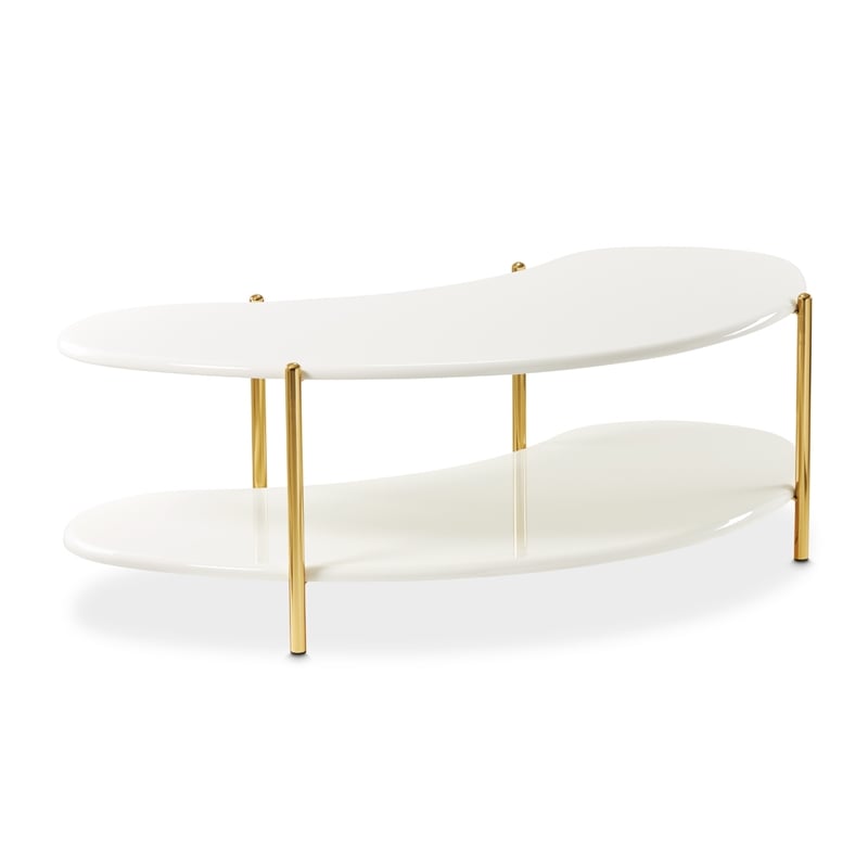 Sassani Cocktail Table - Pearl White/Gold