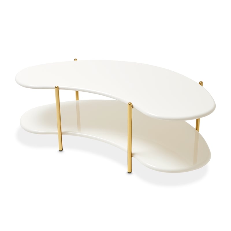 Sassani Cocktail Table - Pearl White/Gold