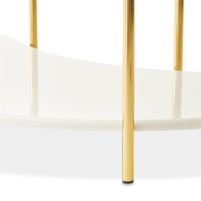 Sassani Cocktail Table - Pearl White/Gold