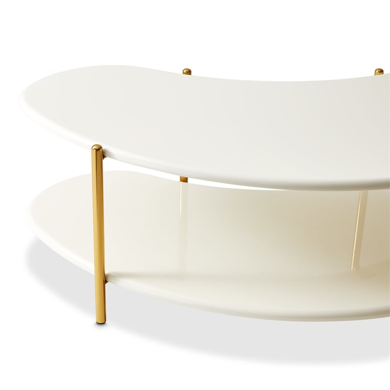 Sassani Cocktail Table - Pearl White/Gold