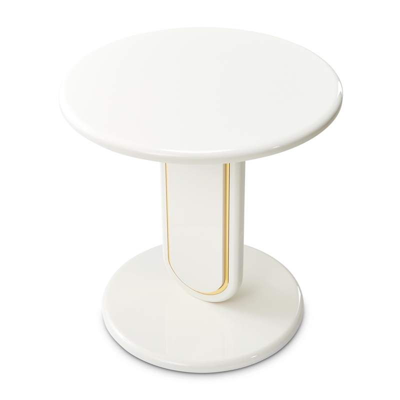 Sassani End Table - Pearl White/Gold