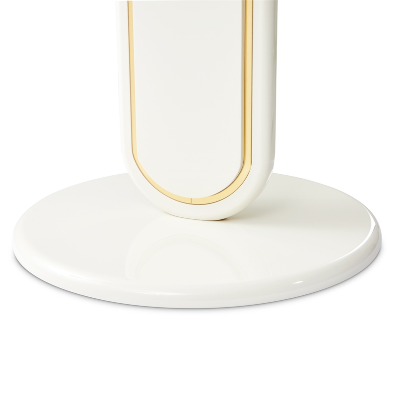 Sassani End Table - Pearl White/Gold