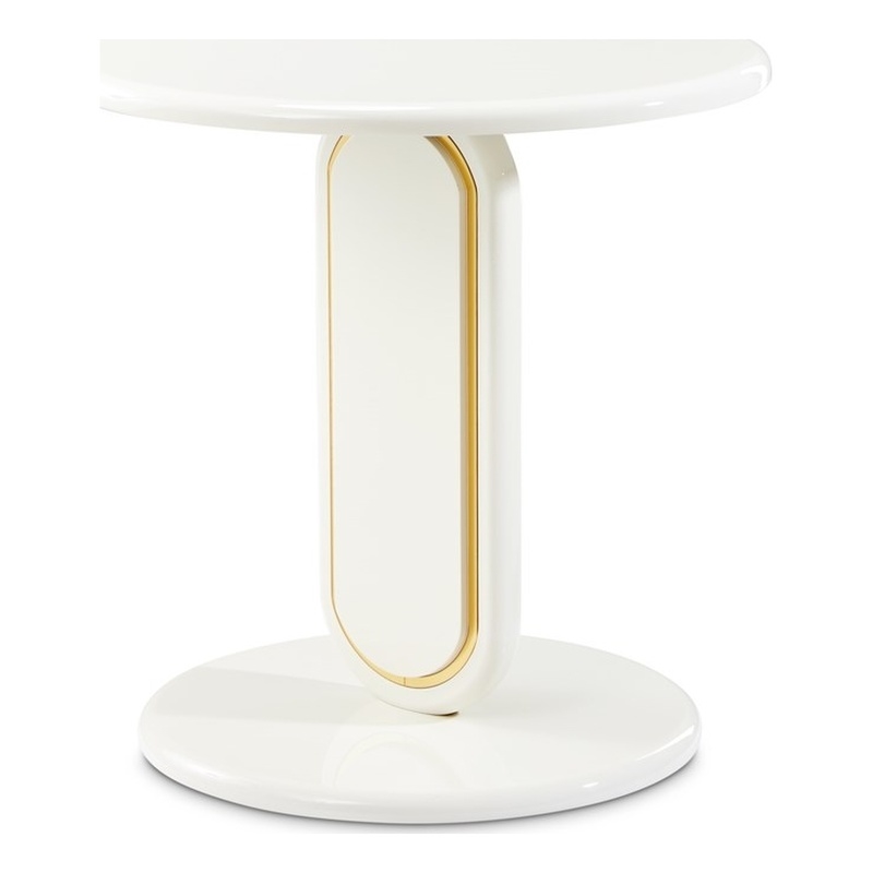 Sassani End Table - Pearl White/Gold