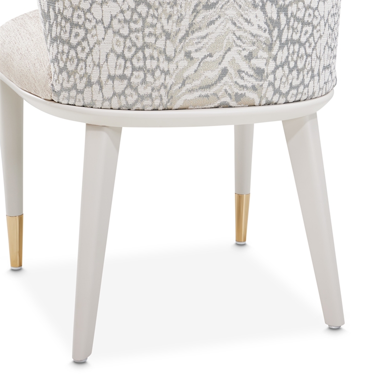 Lisbon Set of 2 Chenille Dining Side Chairs - Opal/Silken Matte Cream