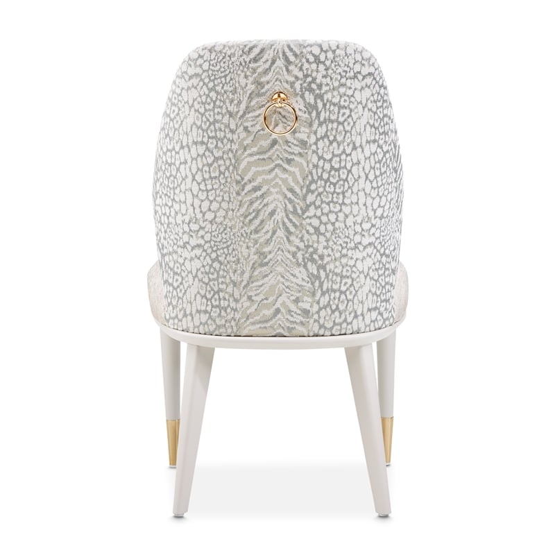 Lisbon Set of 2 Chenille Dining Side Chairs - Opal/Silken Matte Cream