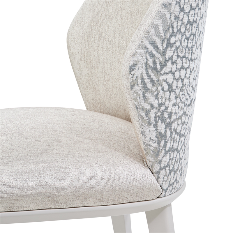 Lisbon Set of 2 Chenille Dining Side Chairs - Opal/Silken Matte Cream
