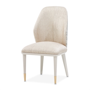 Lisbon Set of 2 Chenille Dining Side Chairs - Opal/Silken Matte Cream