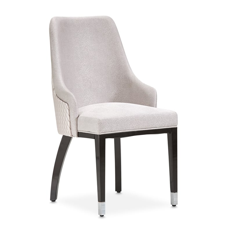Carmela Set of 2 Dining Arm Chairs - Zinc Gray/Glossy Charcoal