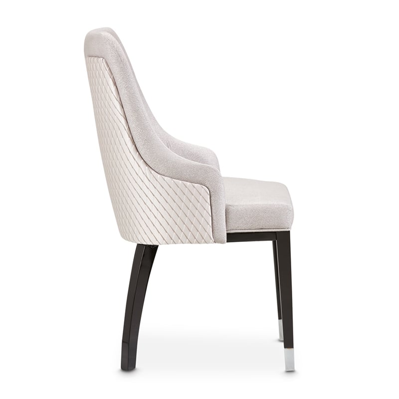 Carmela Set of 2 Dining Arm Chairs - Zinc Gray/Glossy Charcoal