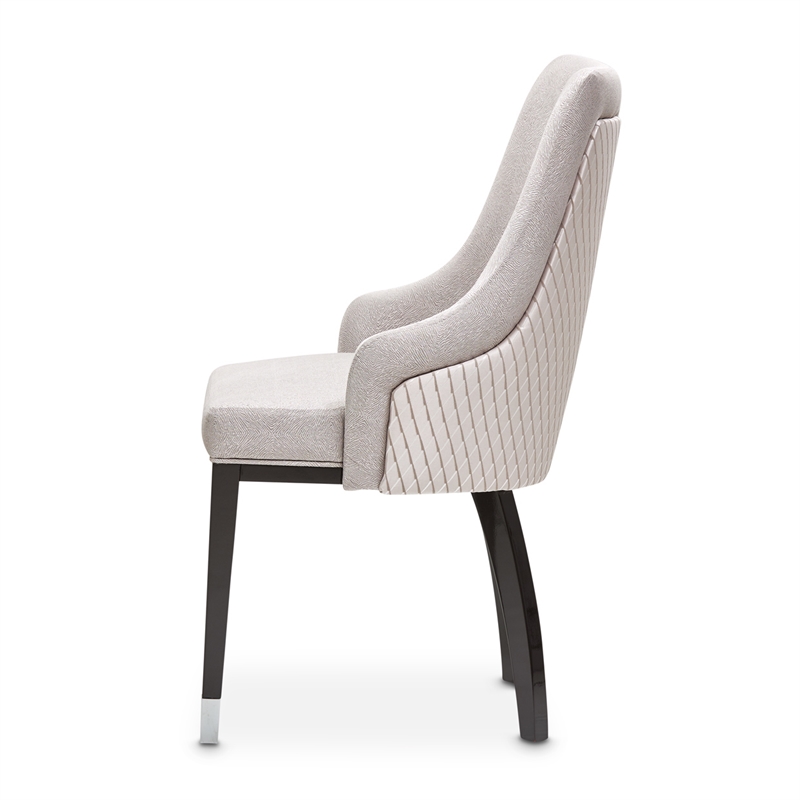 Carmela Set of 2 Dining Arm Chairs - Zinc Gray/Glossy Charcoal