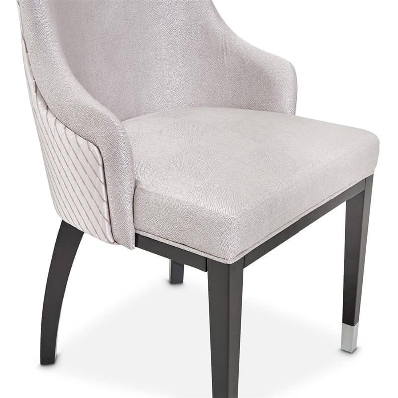 Carmela Set of 2 Dining Arm Chairs - Zinc Gray/Glossy Charcoal