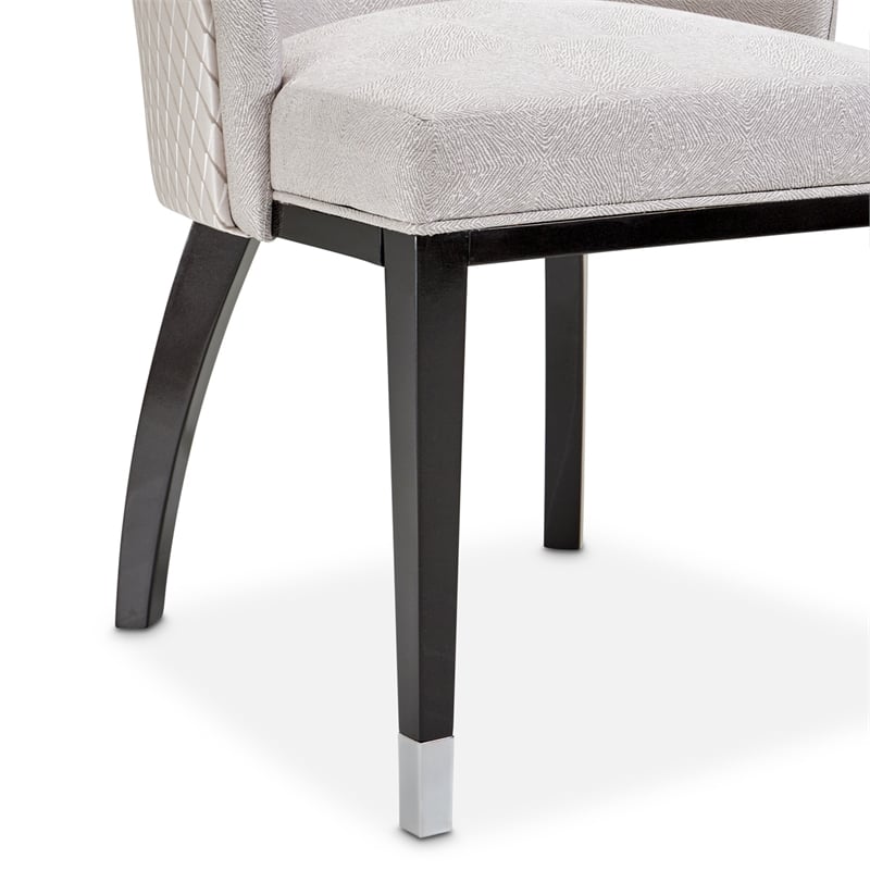 Carmela Set of 2 Dining Arm Chairs - Zinc Gray/Glossy Charcoal