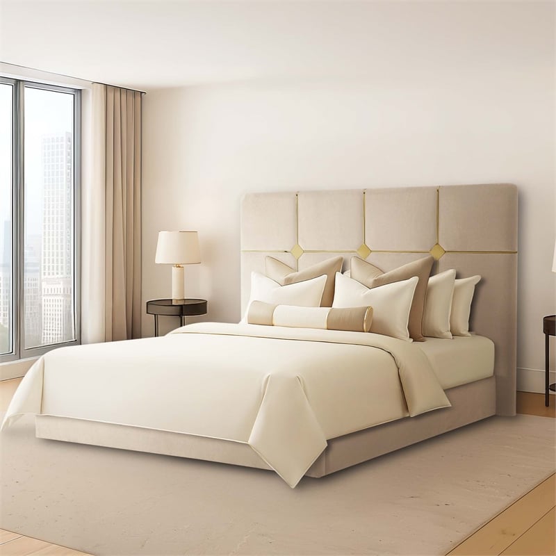 Zennia King Velvet Lift Up Storage Bed - Ivory