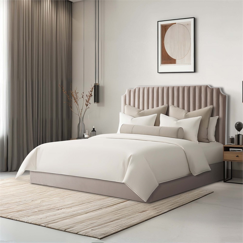 Amaryllis King Velvet Lift Up Storage Bed - Taupe
