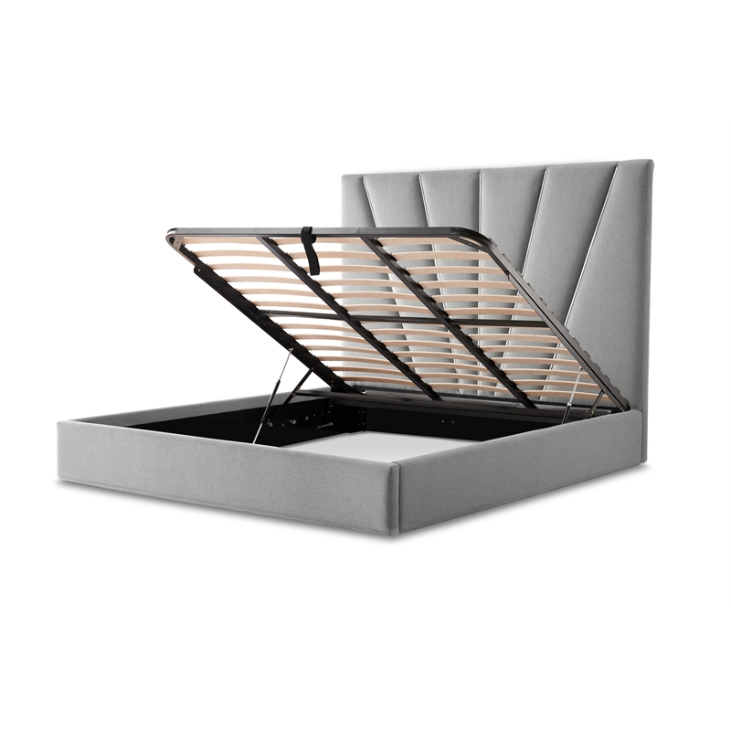 Rose King Velvet Lift Up Storage Bed - Gray