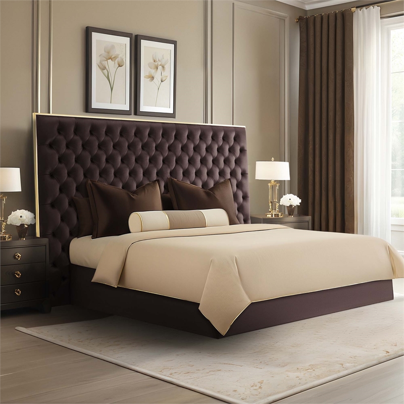 Dahlia King Velvet Lift Up Storage Bed - Chocolate