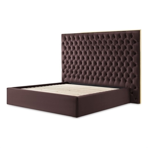 dahlia queen velvet lift up storage bed - brown