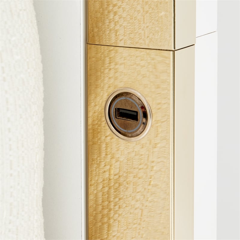 Palm Gate Eastern King Panel Bed - Cream/Cloud White