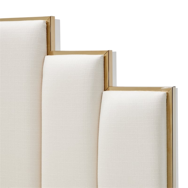 Palm Gate Eastern King Panel Bed - Cream/Cloud White