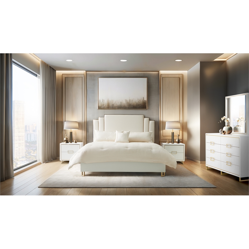 Palm Gate Queen Upholstered Bed - Cloud White