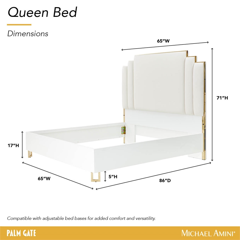 Palm Gate Queen Upholstered Bed - Cloud White