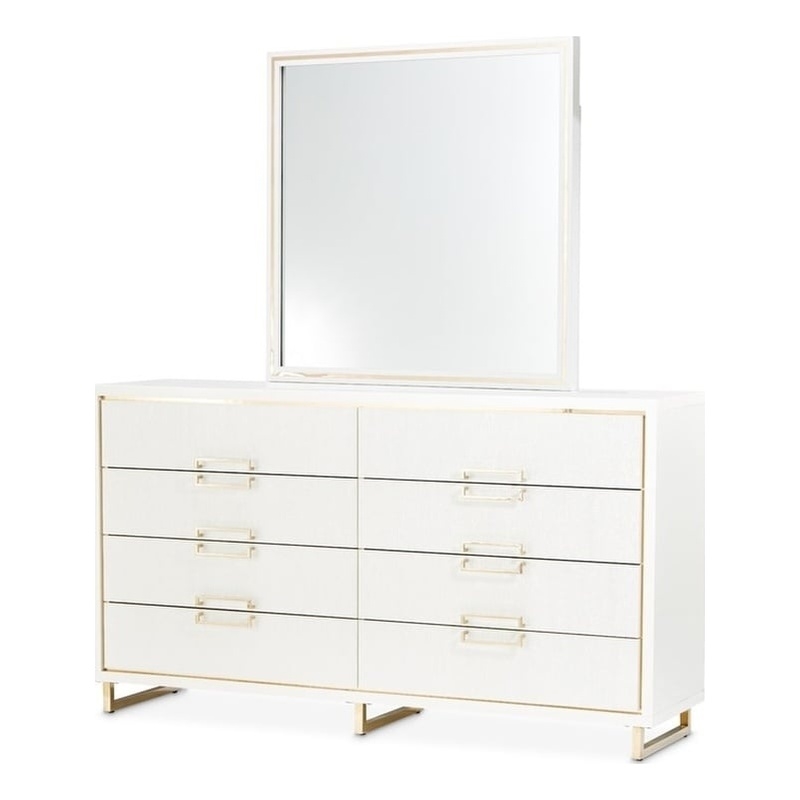 Palm Gate Dresser with Mirror - Cloud White