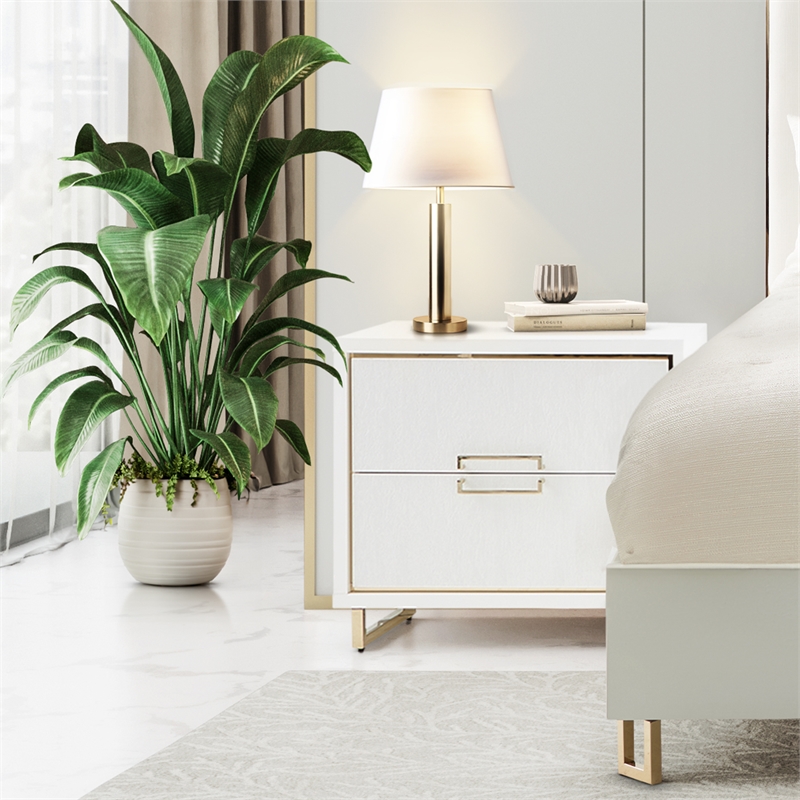 Palm Gate Nightstand - Cloud White
