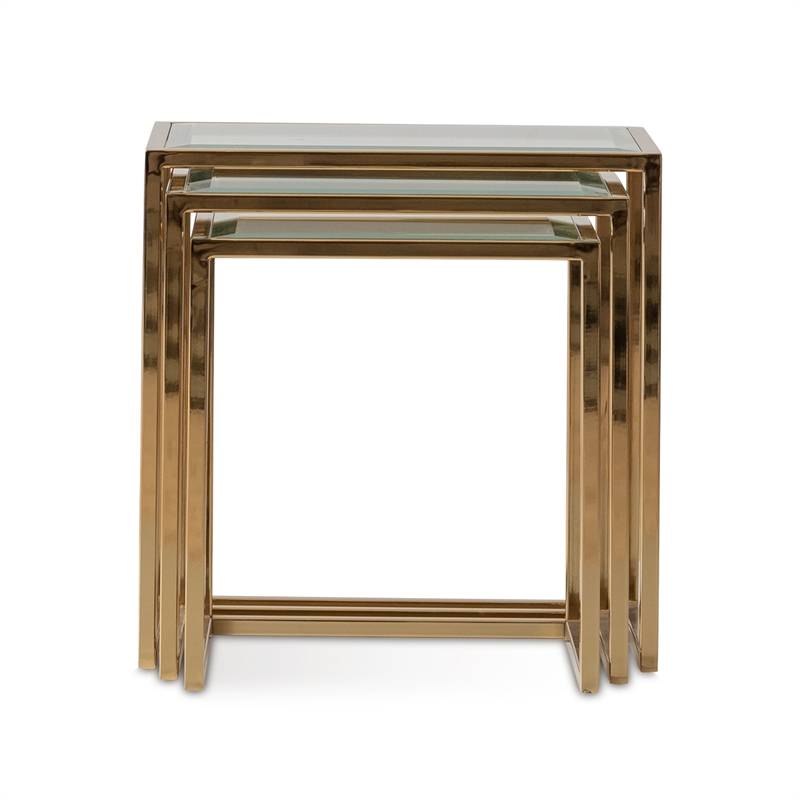 Savannah Breeze Set of 3 Nesting Tables - Bright Gold