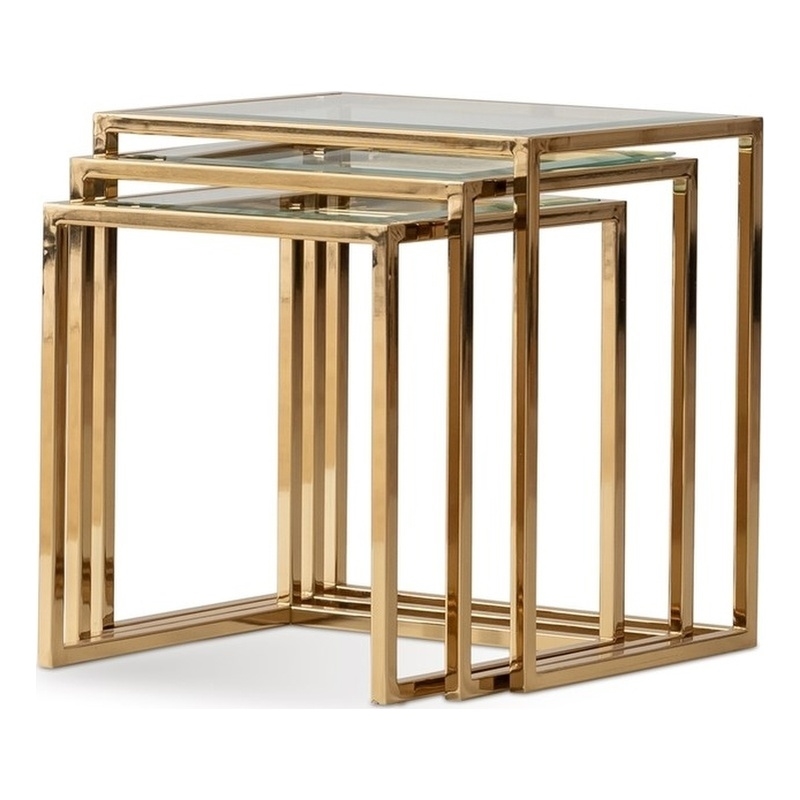 Savannah Breeze Set of 3 Nesting Tables - Bright Gold
