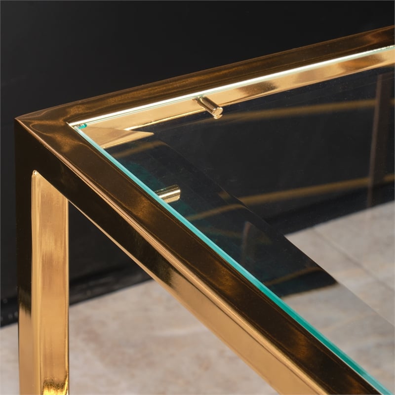 Michael Amini Savannah Breeze End Table - Bright Gold