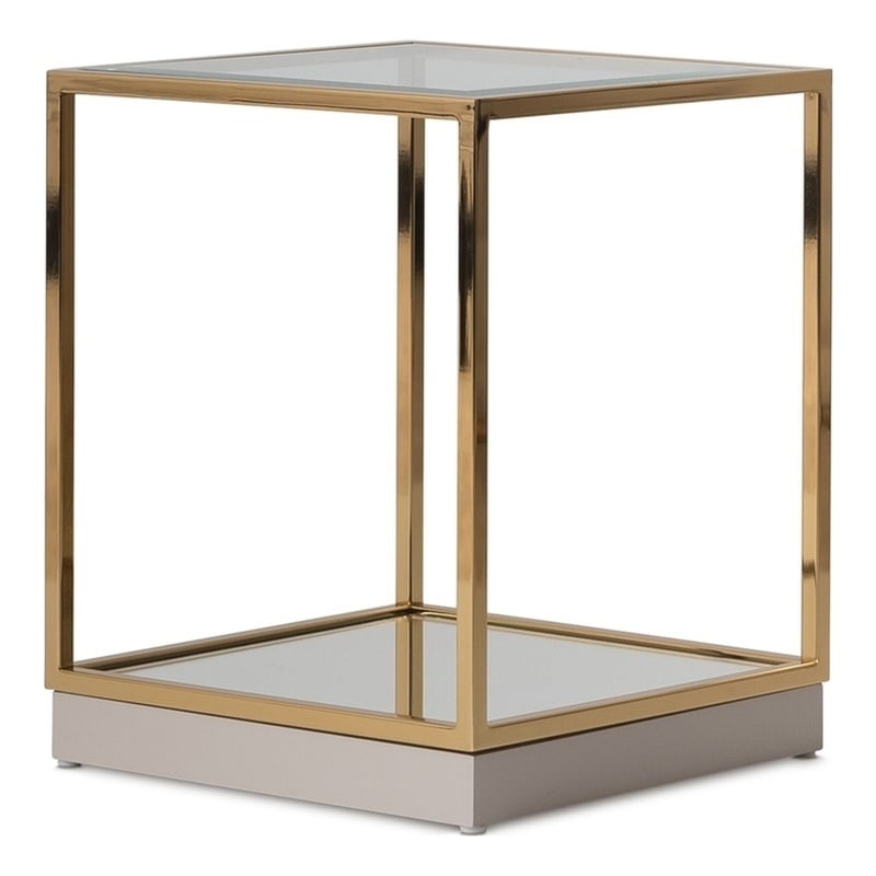 Michael Amini Savannah Breeze End Table - Bright Gold