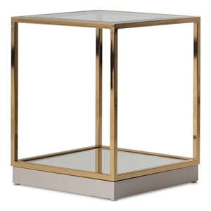 Michael Amini Savannah Breeze End Table - Bright Gold