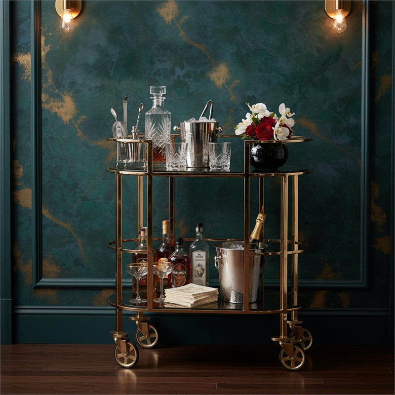 Savannah Breeze Bar Cart - Bright Gold