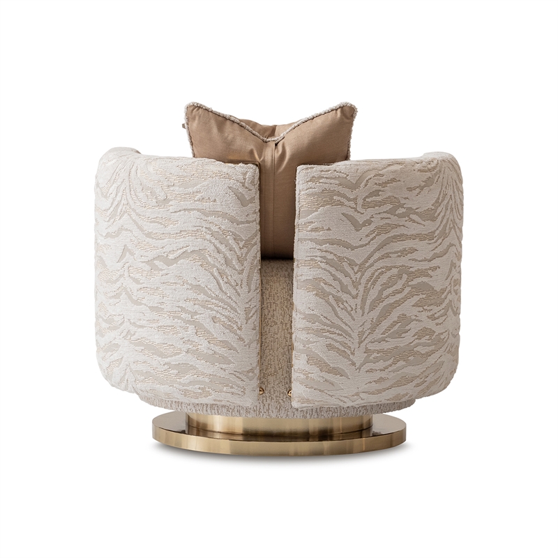 Savannah Breeze Chenille Swivel Chair - Cashmere/Bright Gold