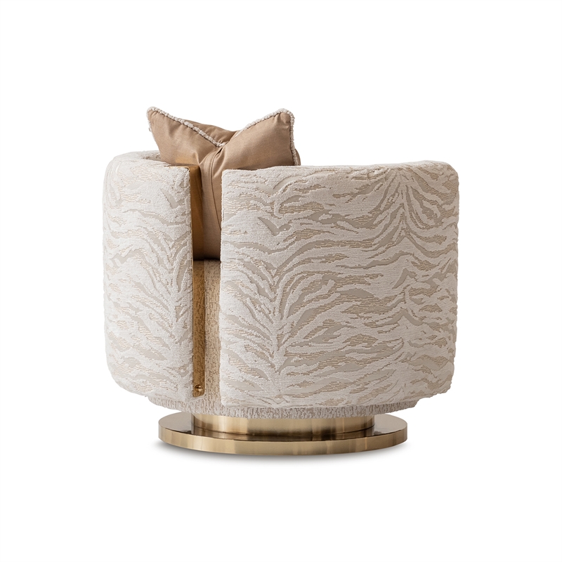 Savannah Breeze Chenille Swivel Chair - Cashmere/Bright Gold